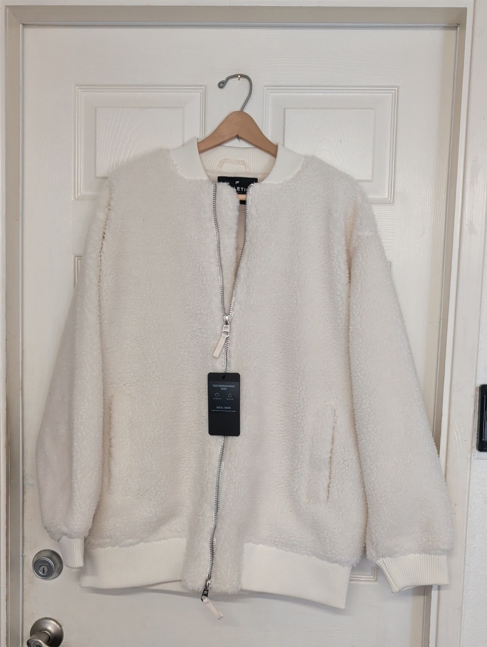 Fabletics Teddy Oversized Bomber Jacket Sherpa Full Zip Women XL New